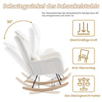 Rocking Chair with Footstool, Armrests Recliner Lounge Chair, Teddy Velvet Fabric