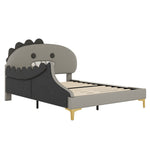 Children's Bed 140x200 Cartoon Dinosaur Shape, Grey PU