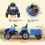 Electric Children's Tractor with Remote Control and Soft Start, Blue