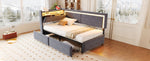 Upholstered Sofa Bed 90x200cm with LED & USB Headboard Storage Drawer Dark Grey Velvet