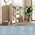 Fabric Wardrobe, Folding, 8 Tiers, Cream White