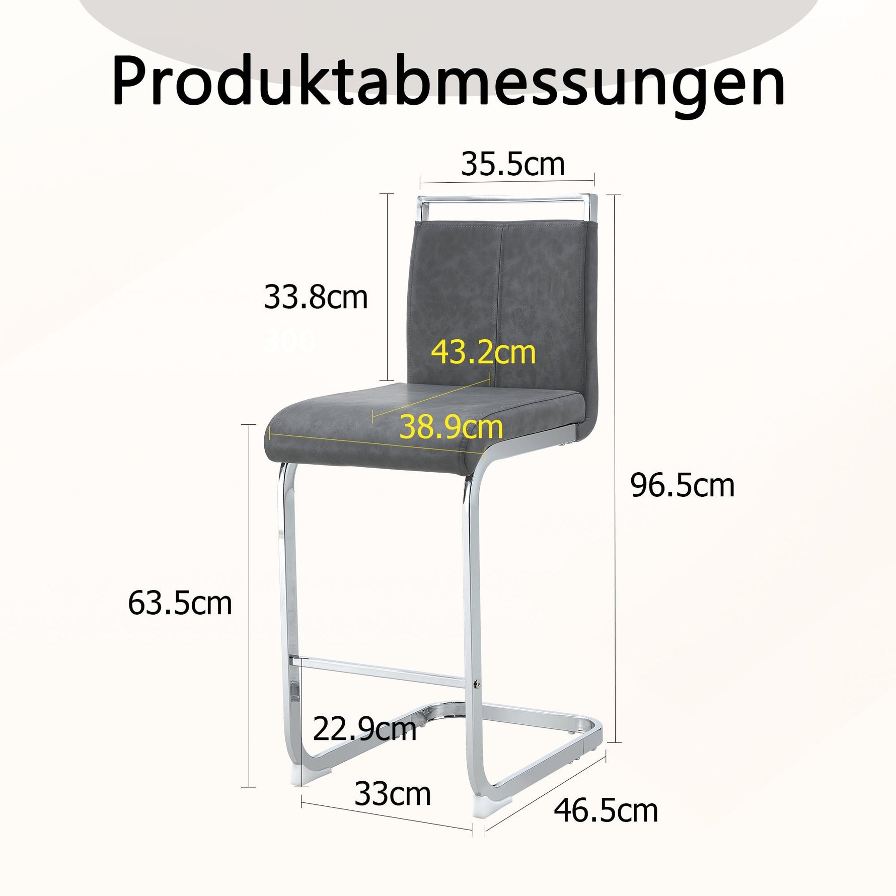 Bar Stools (Set of 2) Nordic Style High-Quality - Grey PU