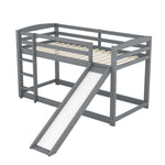 Bunk Bed 90x200cm with Slide Solid Wood Frame - Grey