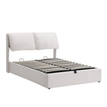 Upholstered Bed 140x190cm Hydraulic Storage 3 Drawers Velvet Beige