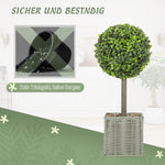 Artificial Plants, UV-resistant Trees in Pots, Plastic, Cement, Green