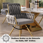 Velvet Dining Chair Set of 4, Luxury Swivel Armchair with Metal Legs, Grey Velvet