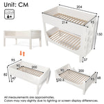 Separable Bunk Bed 90x200cm, Converts to 2 Single Beds, Sled Design, White