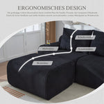 Modular Sofa - 3-Seater with 2 Ottomans, Modular, Cup Holders, Storage - Black Corduroy