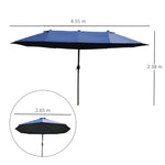 Parasol Double Patio Umbrella, Hand Crank, Blue