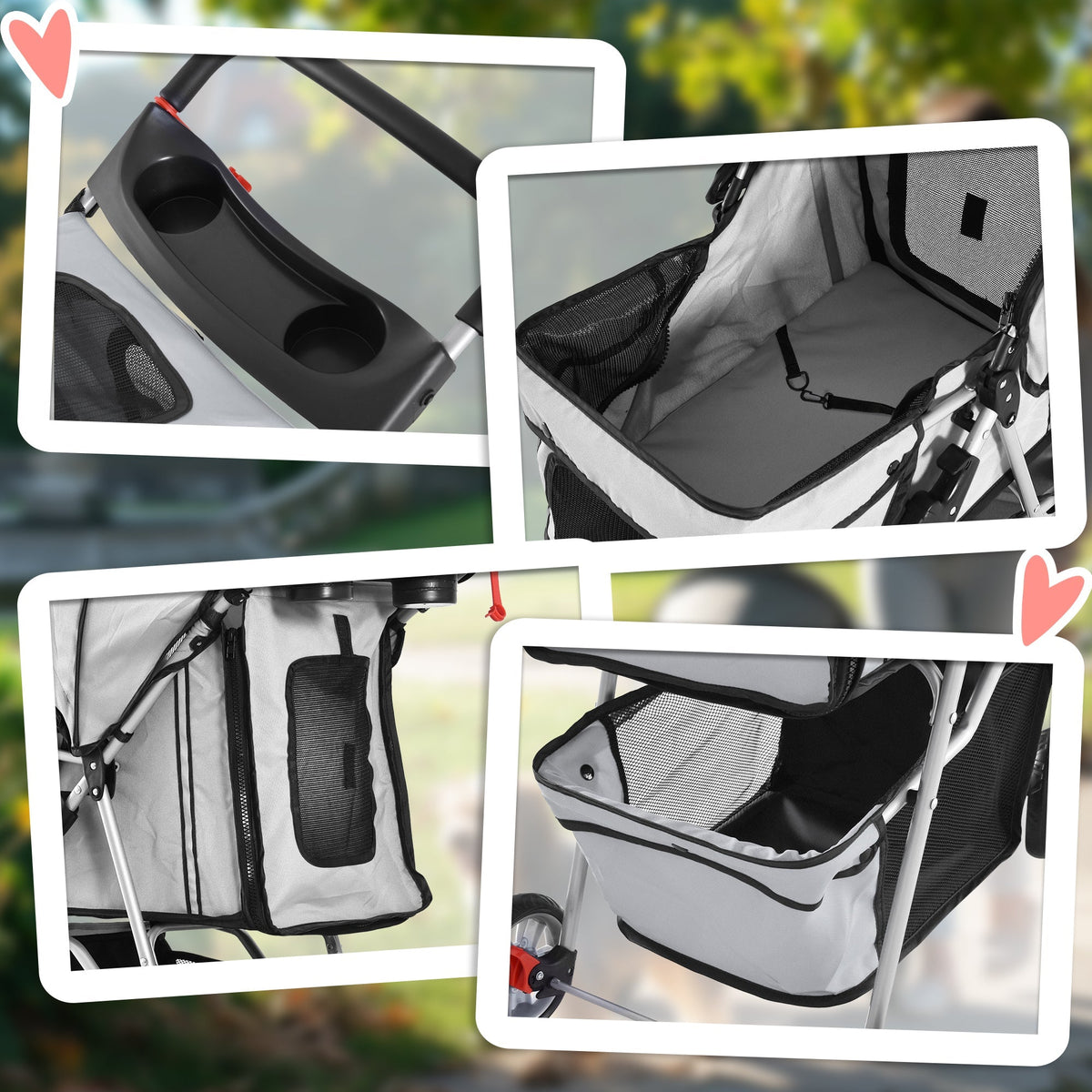 Dog Cart Buggy Lightweight Foldable Travel, Silver