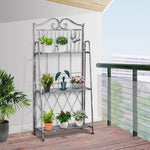 Metal Plant Stand, 3 Tiers Flower Ladder 44x25x96cm, Silver Grey