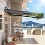 Clamp Awning, Hand Crank Solar Light Articulated Arm UV 50+ 400cm, Gray