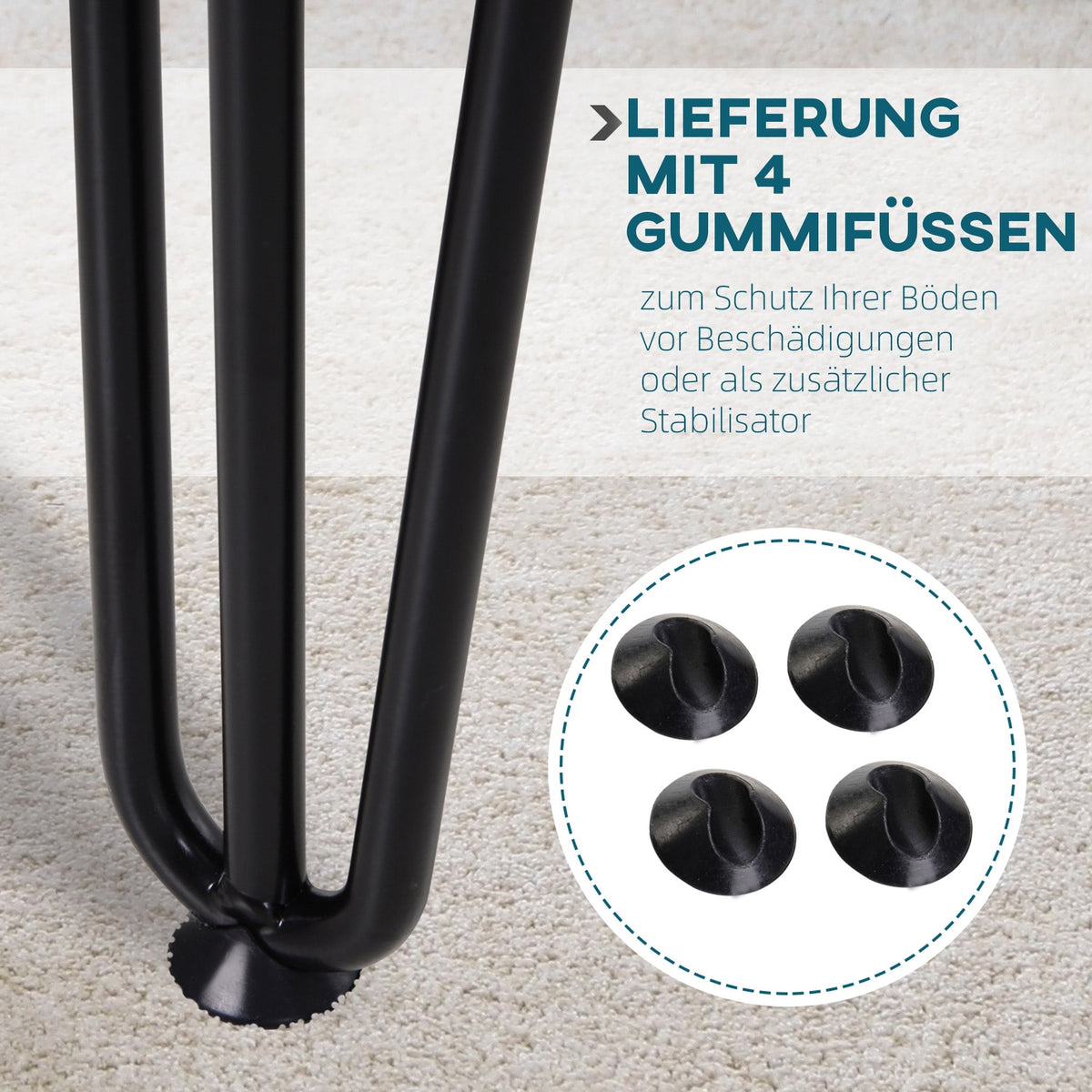 Table Legs, 4 pcs Steel Fork Design, Black