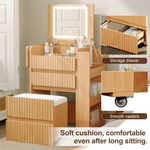 Small Vanity Table Set with LED Mirror & Power Outlets