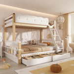 Children's Bunk Bed 90x200/140x200 with Drawers, White & Oak