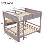 Bunk Bed 160x200 with Storage Cabinets & LED Light, Brown