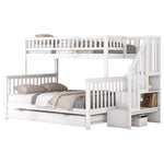 Bunk Bed with Rolling Container, Slatted Base and Storage Stairs, White Pine Wood