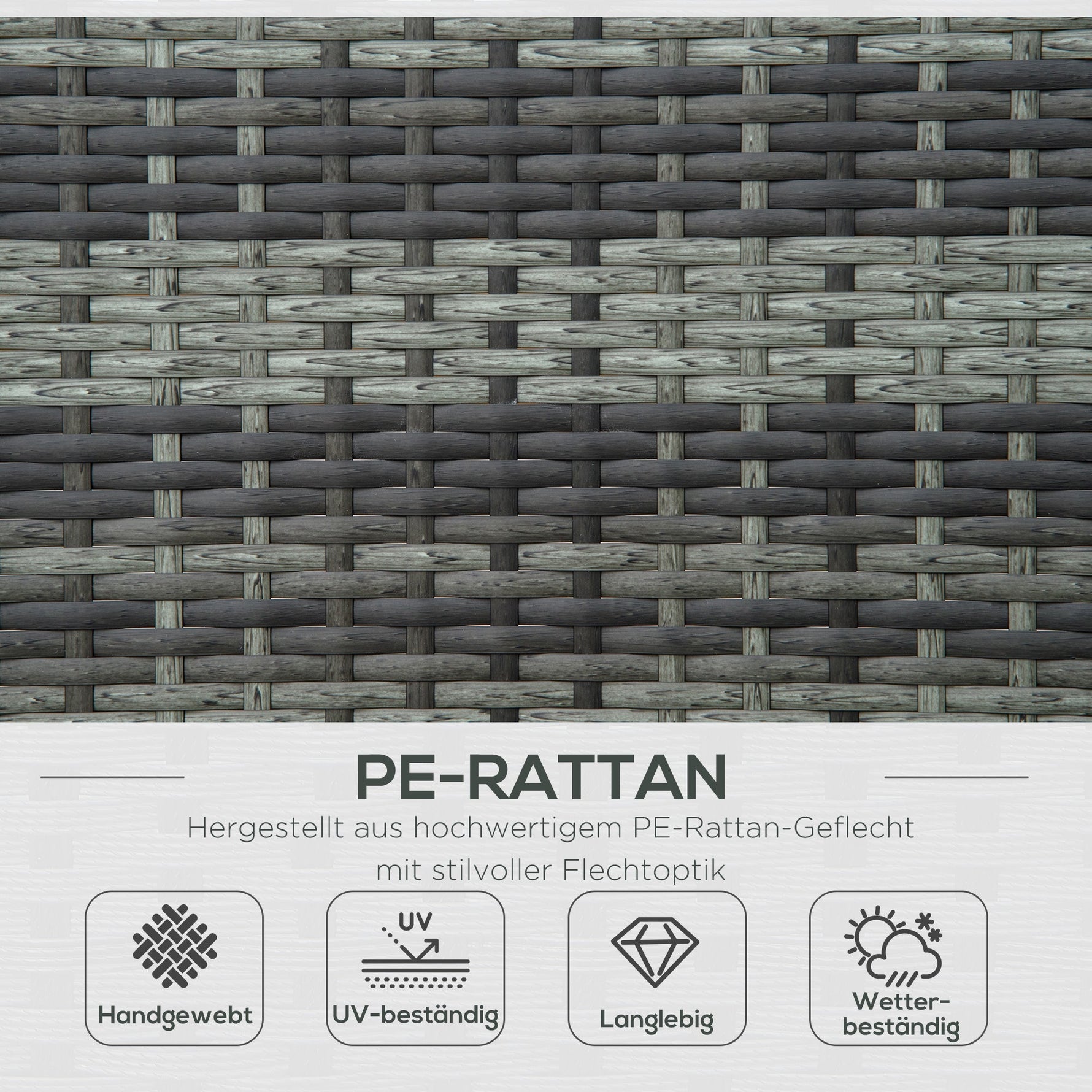 Polyrattan Sun Lounger 2-Person Relax Lounger 5-Position Backrest, Metal & PE Rattan