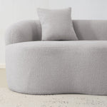 Curved Double Sofa, Compression Bedroom Couch with 2 Pillows and Round Arms, Light Grey
