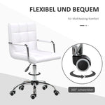 Office Chair, Height-Adjustable Ergonomic Swivel Executive, PU White