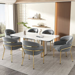Dining Chair Set of 6, Leisure Chair with Metal Legs, Grey Velvet