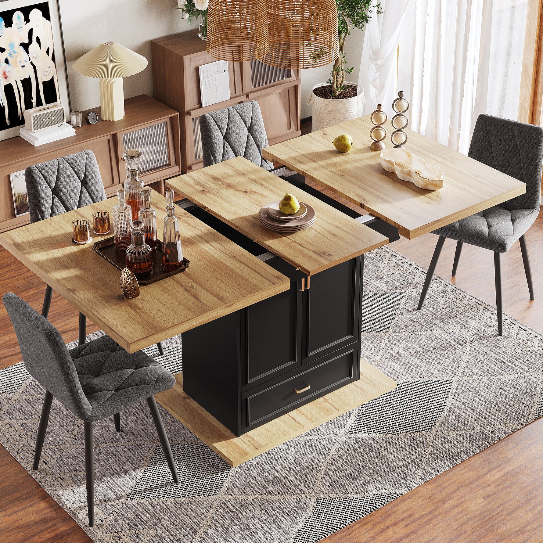 Extendable Dining Table 110-140cm 6-Person for Kitchen & Dining Wooden