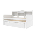 Sofa Bed 90*200, Pull-Out 90*190, 2 Drawers, Storage, USB Socket, Wooden, White