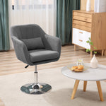Work Stool Swivel Office Chair Height Adjustable, Linen-like Polyester Dark Grey