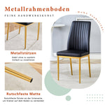 Dining Chair Set 4-Piece Golden Metal Legs PU Leather - Black
