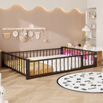 Metal Flatbed 140x200 cm with Lockers & LED Lights, Black