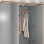Loft Bed, Multifunctional with Shelves, Storage & Wardrobe, Grey + Raw Wood