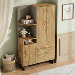 Compact Wardrobe, Hallway Upholstered Panels Shoe Cupboard, 110x186x38 cm