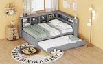 Sofa Bed 140x200 Pull-Out 90x190 with USB & Storage, Solid Wood, Gray