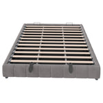 Upholstered Bed, 180x200cm LED Floating with Storage, Grey