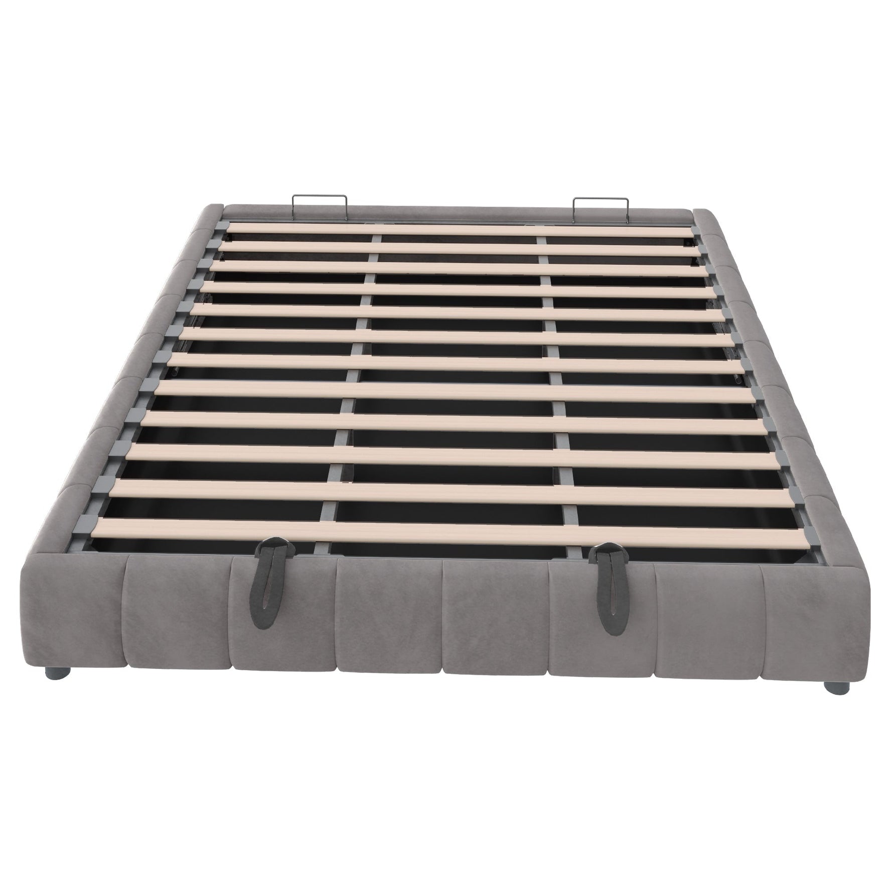 Upholstered Bed, 180x200cm LED Floating with Storage, Grey