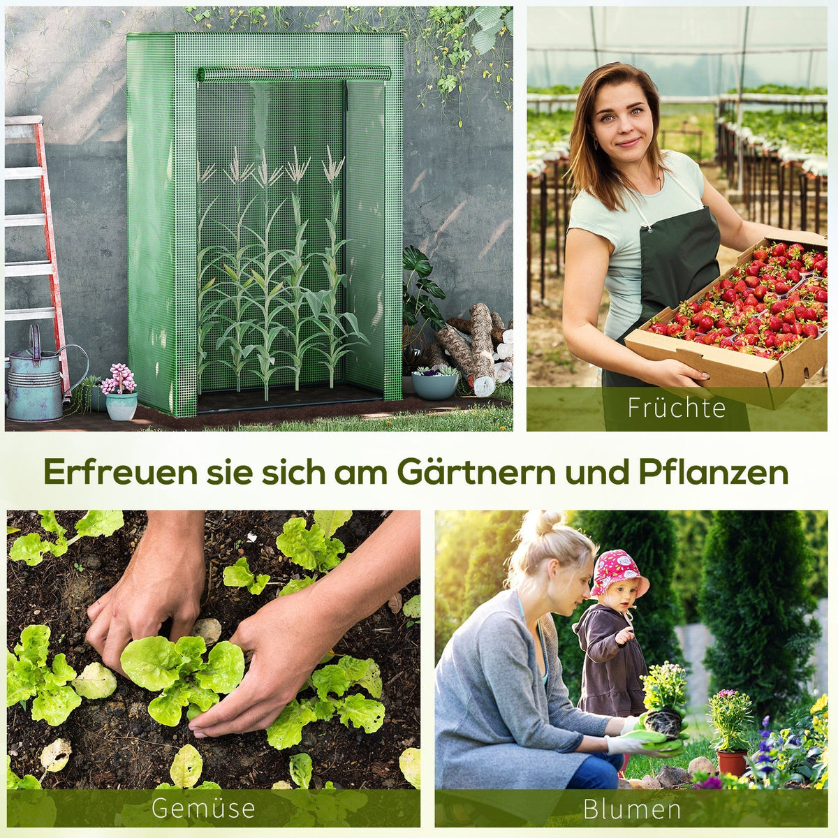 Greenhouse Roll-Up Door 100x50x150cm Steel Plastic Green
