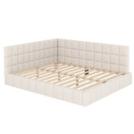Upholstered Bed Sofa Bed 160x200 Multifunctional Slatted Frame Velvet Beige