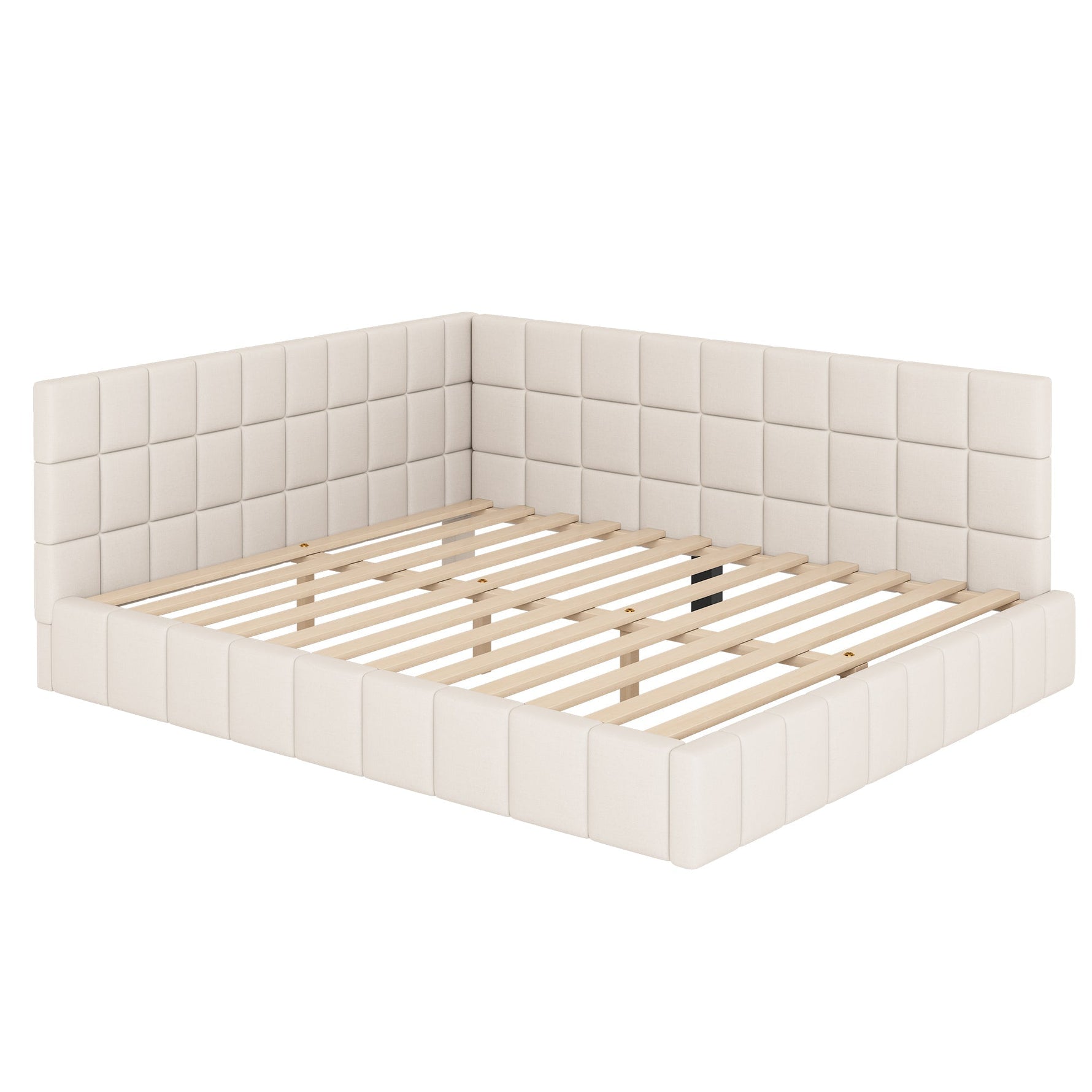 Upholstered Bed Sofa Bed 160x200 Multifunctional Slatted Frame Velvet Beige