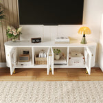 TV Cabinet Lowboard Glass Doors Storage Gold Handles/Legs