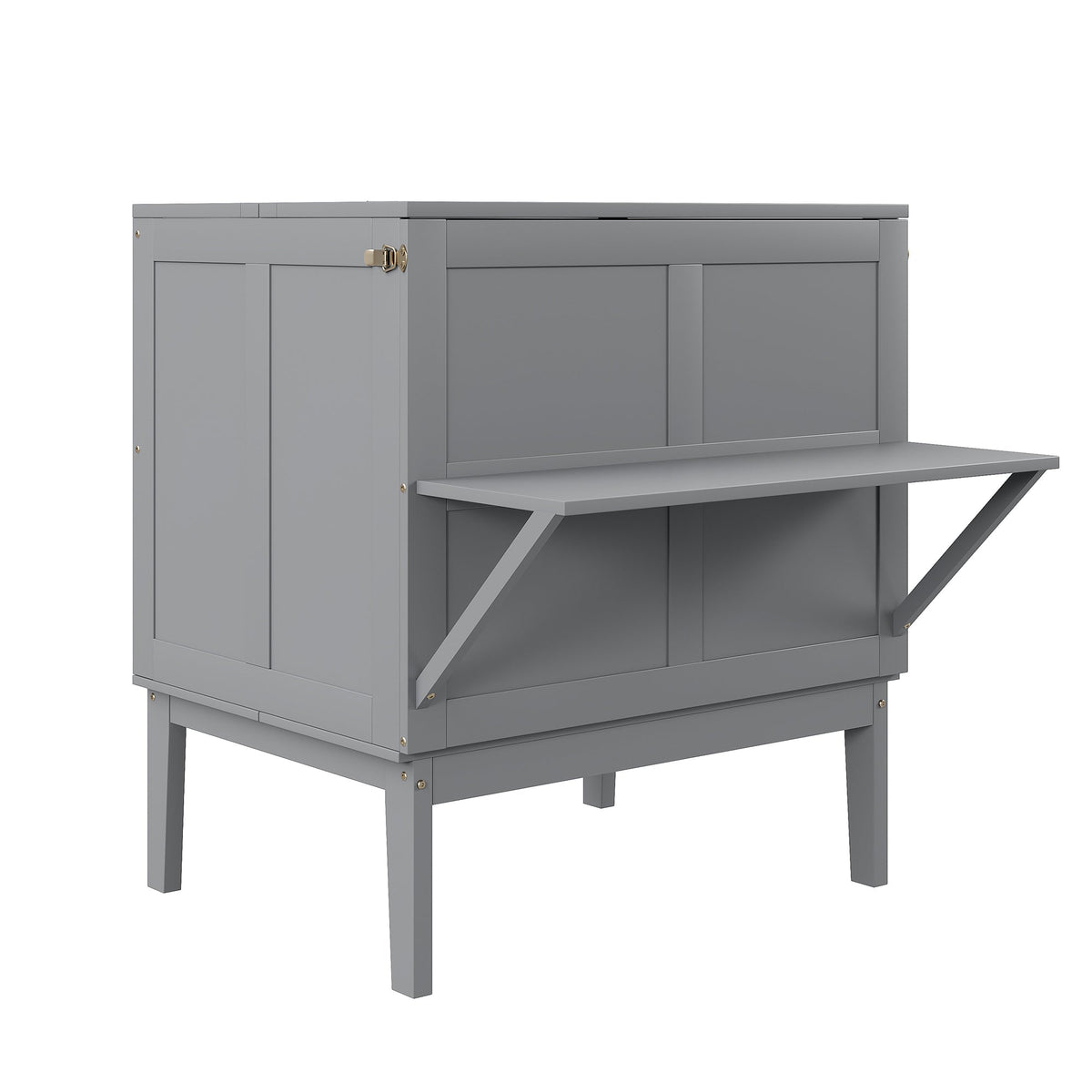 Wall Bed, 90x200 cm, Slatted Frame, Grey