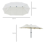 Double Parasol LED, 440 x 256 cm, Hand Crank, Cream White