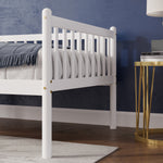 Pine Wood Daybed 90x200cm Sofa Bed with Railings & Slats, White