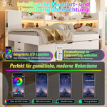 Functional Daybed 140x200cm with LED Light & Storage Drawers, White