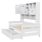 Wooden Sofa Bed, 90x200cm Multifunctional with Large Drawer & Slatted Frame, White