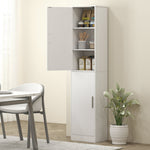 Bathroom Cabinet Narrow Tall 2 Doors Adjustable Shelves, White