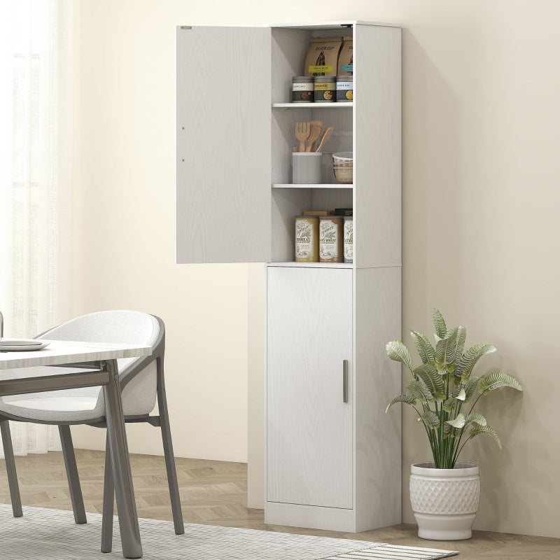 Bathroom Cabinet Narrow Tall 2 Doors Adjustable Shelves, White