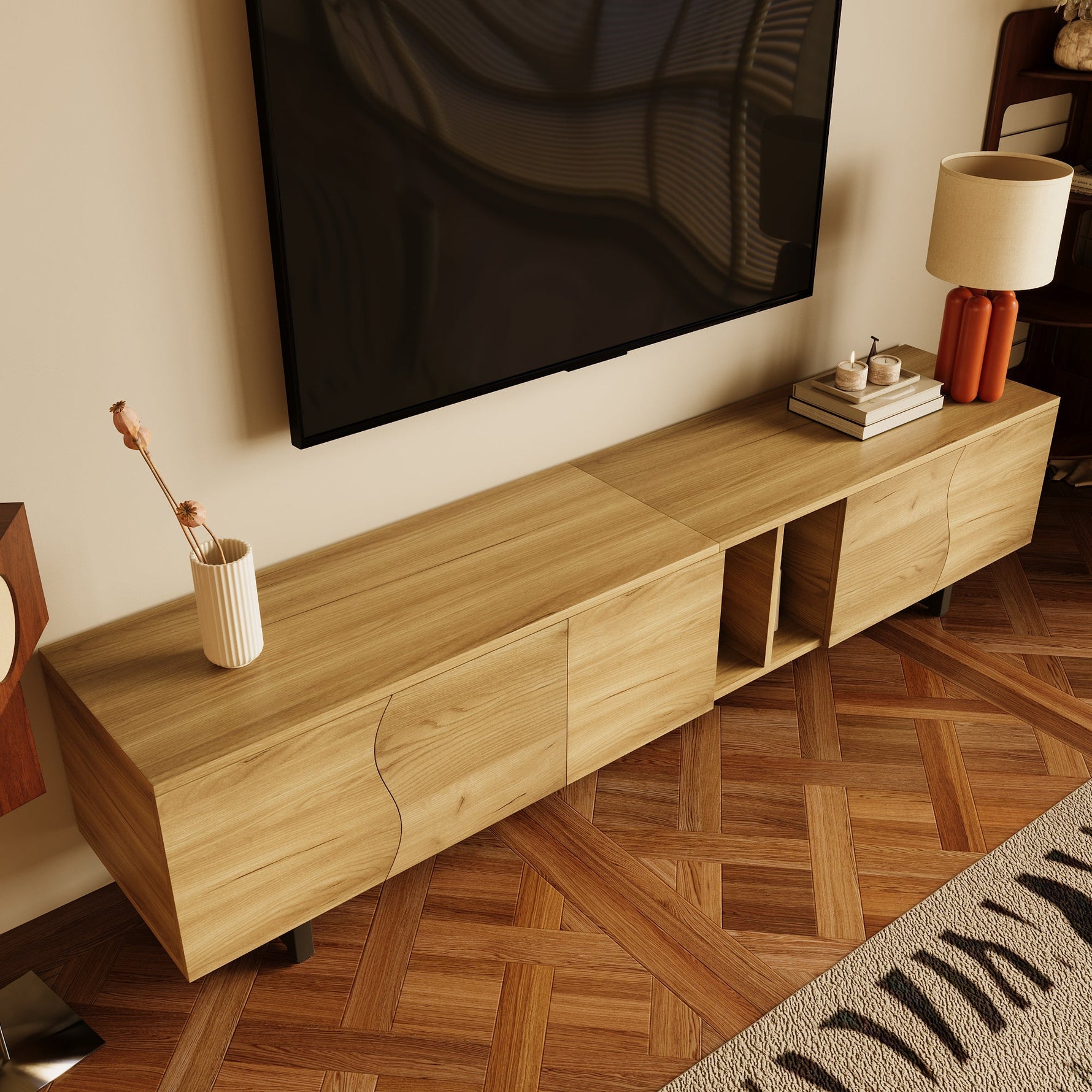 Low TV Stand Five-Door Cabinet Unique Design 191cm