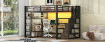 Metal Loft Bed with Stairs, Desk, Storage, USB and LED, 140x200, Black