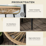 Bistro Table, Round Garden Side Table 50cm, Rattan Black+Beige