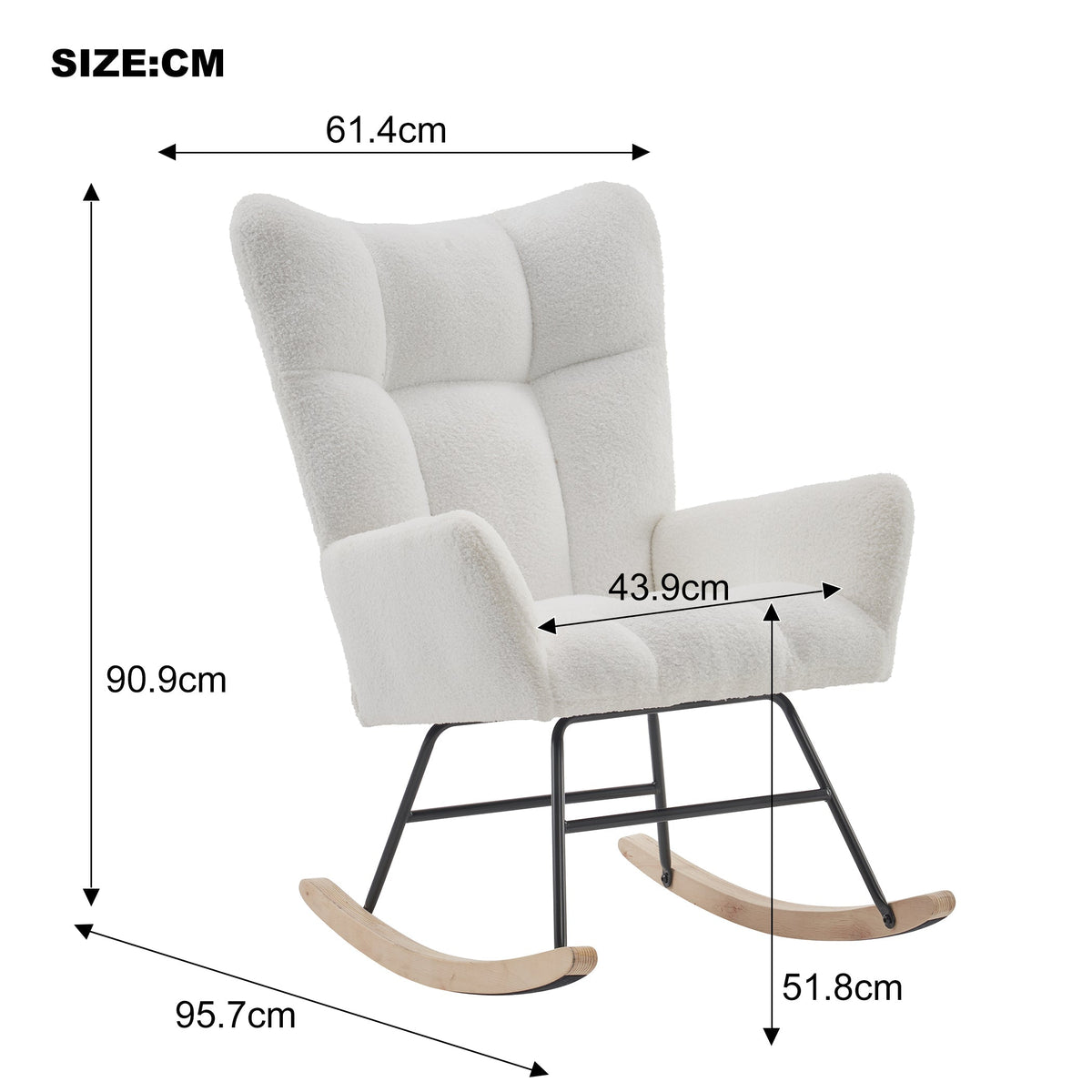 Rocking Chair Modern High Back Armrests - Green
